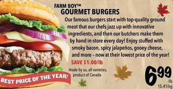Farm Boy Farm boy gourmet burgers offer