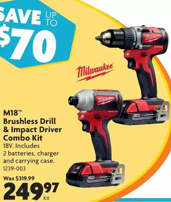 Home Hardware M18 brushless drill & impact driver combo kit offer