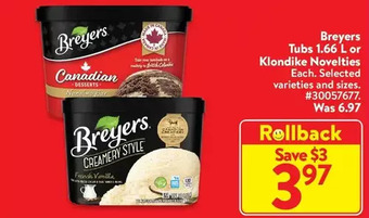 Walmart Breyers tubs or klondike novelties offer