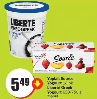 FreshCo Yoplait source yogourt | liberte greek yogourt offer