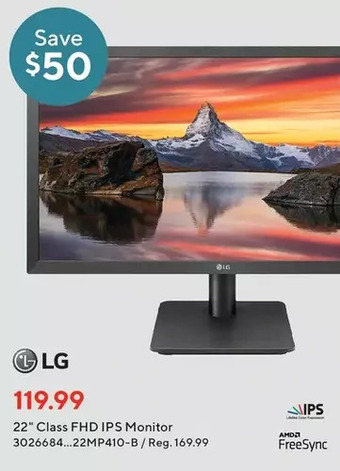 Staples Lg 22" class fhd ips monitor offer