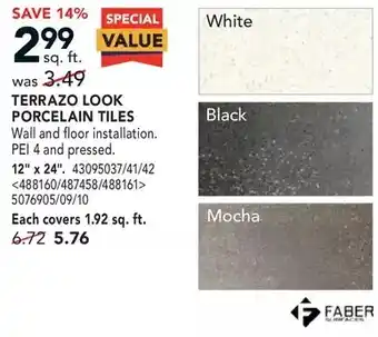Lowe's Feber errazo look porcelain tiles 12" x 24". white, black, mocha offer