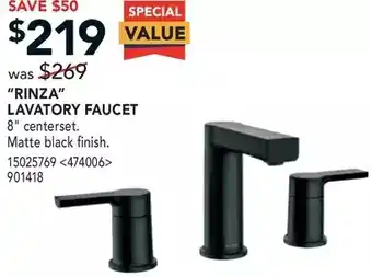 Lowe's "rinza" lavatory faucet offer