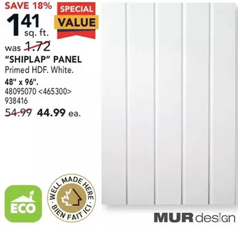Lowe's Mur design "shiplap" panel offer