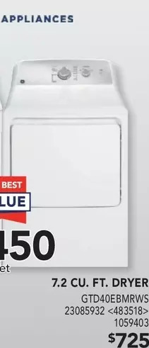 Lowe's Ge appliances 7.2 cu. ft. dryer offer
