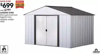 Lowe's Arrow garden shed offer