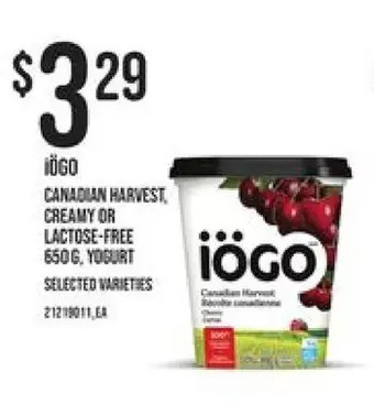 Independent Grocer Iogo canadian harvest, creamy or lactose-free yogurt offer