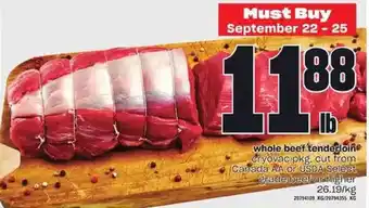 Zehrs Markets Whole beef tenderloin offer
