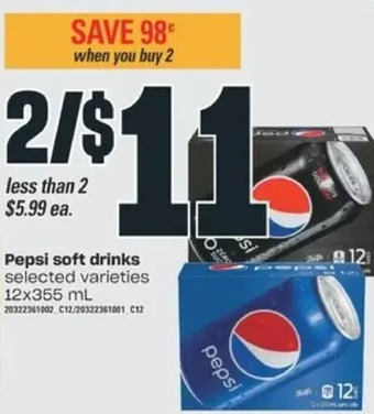 Valu-mart Pepsi soft drinks offer
