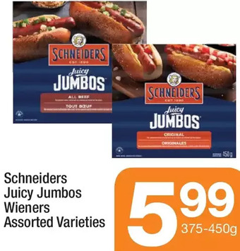 Highland Farms Schneiders juicy jumbos wieners offer
