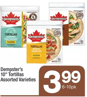 Highland Farms Dempster's 10" tortillas offer