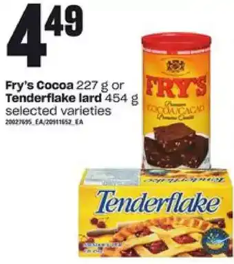 Loblaws Fry's cocoa or tenderlake lard offer
