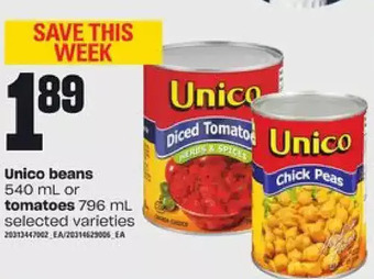 Loblaws Unico beans or tomatoes offer