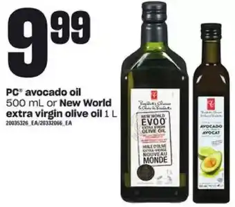 Loblaws Pc avocado oil or new world extra virgin olive oil offer