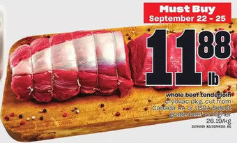 Loblaws Whole beef tenderloin offer