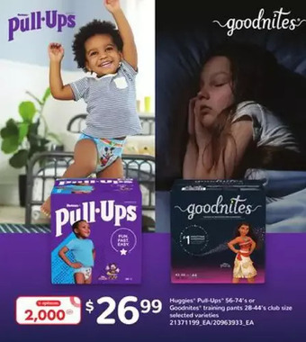 Loblaws Huggies pull-ups or goodnites training pants offer
