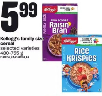 Loblaws Kellogg's family size cereal offer