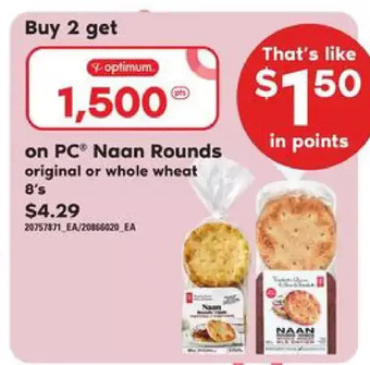 Loblaws Pc naan rounds offer