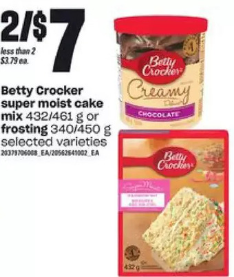 Loblaws Betty crocker super moist cake mix or frosting offer