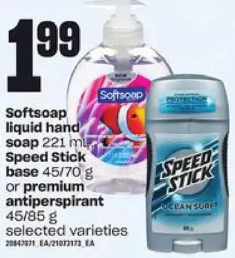 Loblaws Softsoap liquid hand soap, speed stick base or premium antiperspirant offer