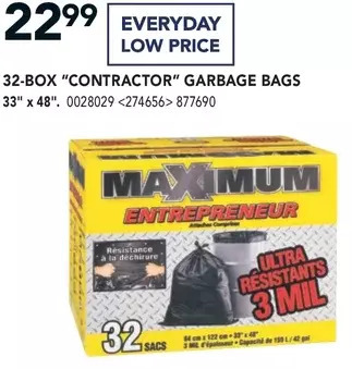 RONA 32-box "contractor" garbage bags offer