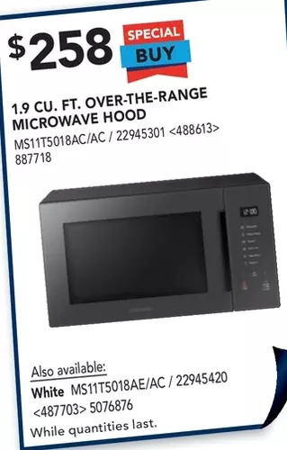 RONA 1.9 cu. ft. over-the-range microwave hood offer