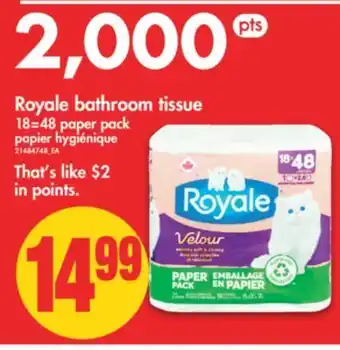 No Frills Royale bathroom tissue, 18=48 paper pack offer