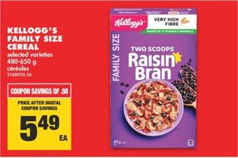 No Frills Kellogg's family size cereal, 480-650 g offer