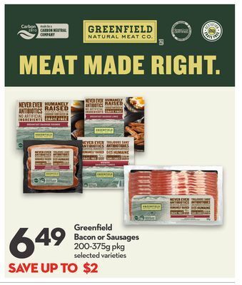 Longo's Greenfield bacon or sausages offer
