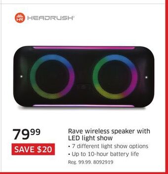 The Source Headrush rave wireless speaker with led light show offer
