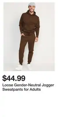 Old Navy Loose gender-neutral jogger sweatpants for adults offer