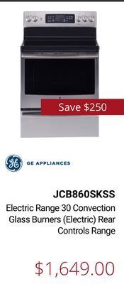 Canadian Appliance Source Ge electric range 30 convection glass burners (electric) rear controls range offer