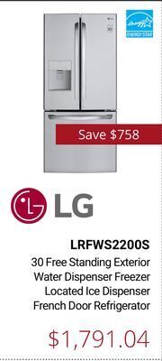 Canadian Appliance Source Lg 30 free standing exterior water dispenser freezer located ice dispenser french door refrigerator offer