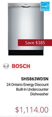 Canadian Appliance Source Bosch 24 ontario energy discount built-in undercounter dishwasher offer