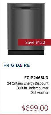 Frigidaire 24 ontario energy discount built-in undercounter dishwasher