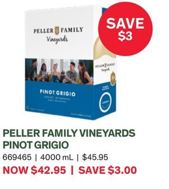 LCBO Peller family vineyards pinot grigio offer