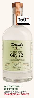 LCBO Dillon's gin 22 unfiltered offer