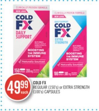 Shoppers Drug Mart Cold-fx regular (150's) or extra strength (100's) capsules offer