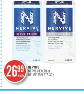 Shoppers Drug Mart Nervive nerve health or relief tablets 30's offer