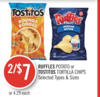 Shoppers Drug Mart Ruffles potato or tostitos tortilla chips offer