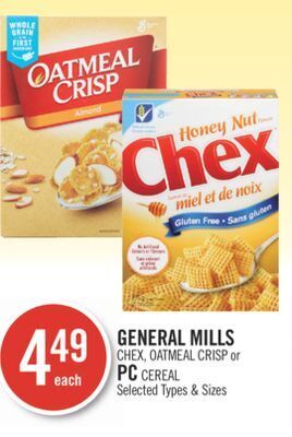 Shoppers Drug Mart General mills chex, oatmeal crisp or pc cereal offer