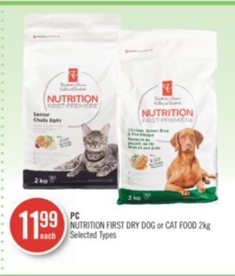 Shoppers Drug Mart Pc nutrition first dry dog or cat food offer