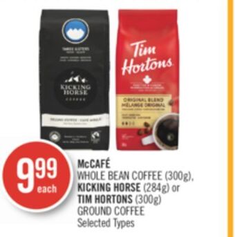 Shoppers Drug Mart Mccafé whole bean coffee (300g), kicking horse (284g) or tim hortons (300g) ground coffee offer