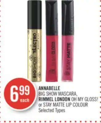 Shoppers Drug Mart Annabelle big show mascara, rimmel london oh my gloss! or stay matte lip colour offer
