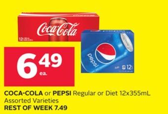 Rexall Coca-cola or pepsi regular or diet 12x355ml offer