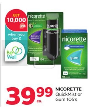Rexall Nicorette quickmist or gum 105' s offer
