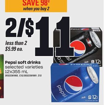 Independent City Market Pepsi soft drinks, 12x355 ml offer