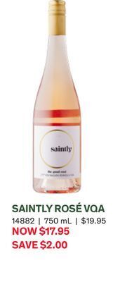 LCBO Saintly rosé vqa offer