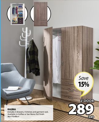JYSK Rauma includes 3 drawers, 4 shelves and garment rack offer