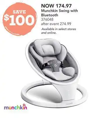 Babies 'R' Us Munchkin swing with bluetooth offer